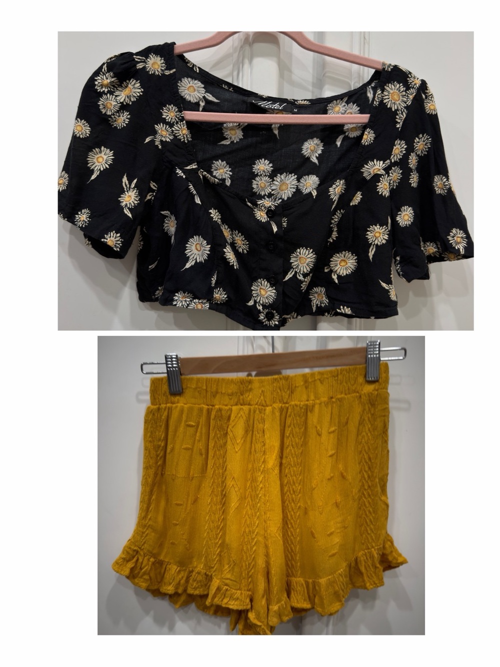 ILLA ILLA Mustard Yellow Ruffle Hem Women's Shorts